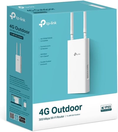 TL-MR100-Outdoor | 4G LTE 300 Mbps Wi-Fi Outdoor Router | IP65 Dış Mekan Koruma | PoE/DC Güç Desteği | SIM Kartlı Tak-Çalıştır | Yıldırım & ESD Koruması | Tether App ile Kolay Kurulum