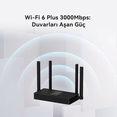 WiFi AX3S Router, Wi-Fi 6 AX3000 Gigabit Çift Bant Kablosuz Yönlendirici, 4 Adet Otomatik Uyarlanan WAN/LAN GE Portu, Wi-Fi Güçlendirici, HomeSec™ Ağ Güvenliği, Siyah Güvenliği, Beyaz
