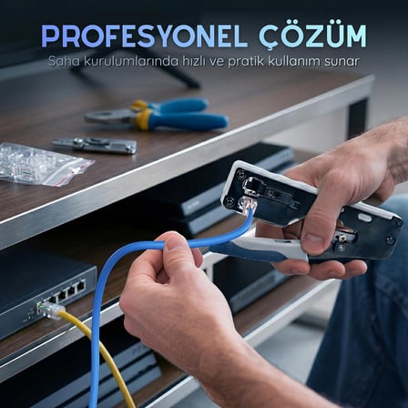 EZ RJ45 Yeni Nesil Delikli Konnektör - CAT5/CAT6 Uyumlu 8P8C Ethernet Network Ucu - Şeffaf UTP Jack (100 Adet)