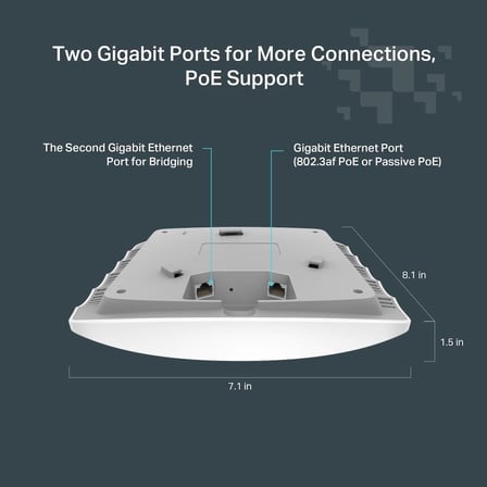 Festa F52, AC1350Mbps, 1 Gigabit Port, Festa Mesh, Kesintisiz Dolaşım, MU-MIMO, Ücretsiz Bulut Yönetimi, PoE ve Pasif PoE Destekli, Dual-Band Wi-Fi 5 Tavan Tipi Access Point