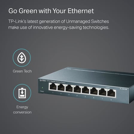TL-SG108, 8-Port 10/100/1000 MBPS Gigabit Ethernet Switch 5 V Harici Güç Adaptörü