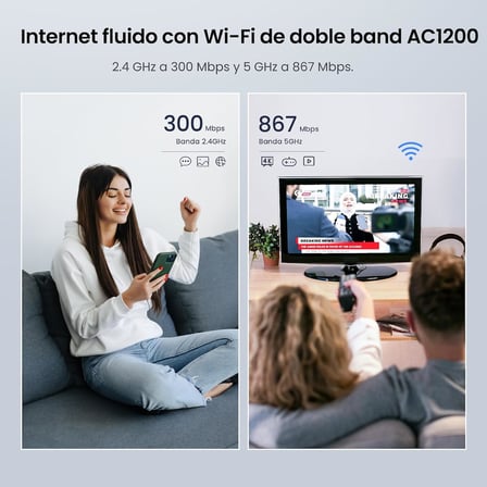 AC8 WLAN Dual Band Gigabit Router 1200Mbit/s (867Mbit/s 5GHz + 300Mbit/s 2.4GHz, 4 Gigabit Port, Mu-MIMO,4 * 6dBi Harici Anten, Uygulama Kontrolü, IPV6) Siyah