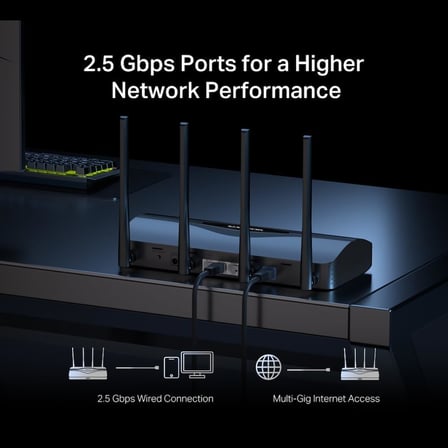 MR27BE; BE3600 Mbps, Fiber Destekli, 2× 2.5 Gbps WAN&LAN Port + 2× Gbps Port, Easy Mesh Uyumlu, Dual-Band Wi-Fi 7 Router