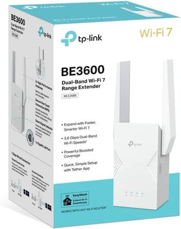 RE225BE | BE3600 Wi-Fi 7 Menzil Genişletici | 3.6 Gbps Hız | Gigabit Ethernet Port | Sinyal Güçlendirici | EasyMesh Desteği | Akıllı Roaming | Tether Uygulaması | Kolay Kurulum