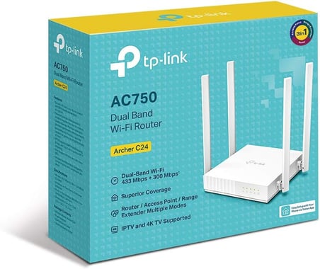 Archer C24, AC750 Mbps Dual-Band Router, Ebeveyn Denetimleri, All-in-one( Router, Access Point, Range Extender) Modları