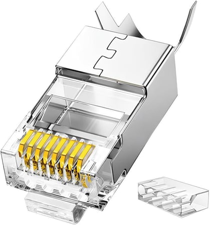 Cat7 10 Gigabit Metal RJ45 Ethernet Konnektörü Altın Kaplama Korumalı 25 Adet