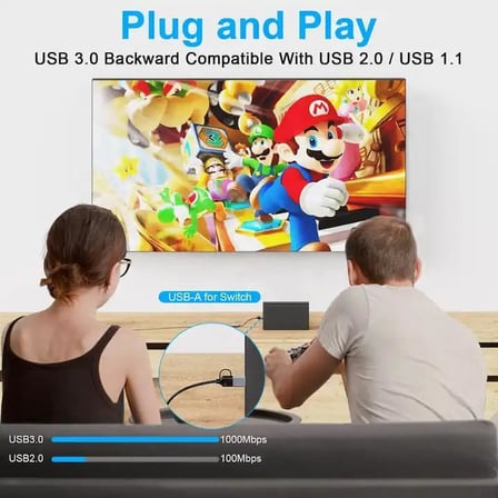 2 in 1 Gigabit Ethernet Adaptör | USB-A ve USB-C RJ45 1000Mbps Ethernet Hızlı Ağ Bağlantısı, Laptop Tablet Telefon Uyumlu, TCU-LAN