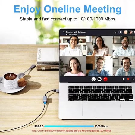 2 in 1 Gigabit Ethernet Adaptör | USB-A ve USB-C RJ45 1000Mbps Ethernet Hızlı Ağ Bağlantısı, Laptop Tablet Telefon Uyumlu, TCU-LAN