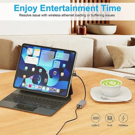 2 in 1 Gigabit Ethernet Adaptör | USB-A ve USB-C RJ45 1000Mbps Ethernet Hızlı Ağ Bağlantısı, Laptop Tablet Telefon Uyumlu, TCU-LAN