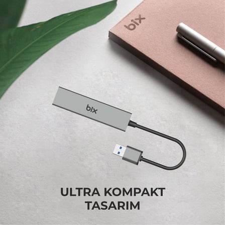 BX06HB USB 3.0, 1000Mbps Güvenilir Kablolu Ağ Bağlantısı, 3 Portlu Çoklayıcı Hub Windows 10, 8.1, 8, 7, Vista, XP ve Mac OS 10 Uyumlu