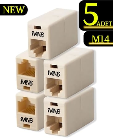 M14 5 Adet RJ45 Ethernet Kablo Birleştirici, Cat5 Cat5e Cat6 Uyumlu Dişi Dişi LAN Kablo Uzatma Aparatı