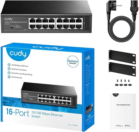 FS1016 16Port 10/100Mbps 1,6 Gb/sn Metal Kasa Rackmount Masaüstü Switch