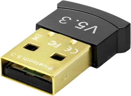 USB Bluetooth 5.3 Adaptör - Masaüstü ve Dizüstü PC için Kablosuz Dongle Alıcı, Kulaklık, Hoparlör, Klavye ve Fare Uyumlu - Siyah