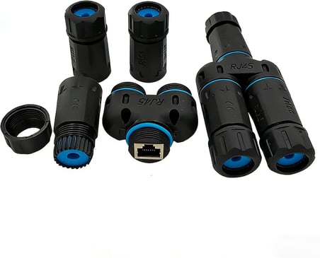 Su geçirmez IP68 Korumalı 1/2 Splitter Dişi + 2XDişi RJ45 Ethernet Konnektör Soketleri CAT6/CAT5E/CAT5 Network Ağ Kabloları