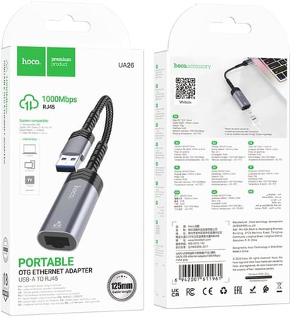 UA26 Tak Çalıştır USB to RJ45 1000 Mbps Ethernet Dönüştürücü - Gri