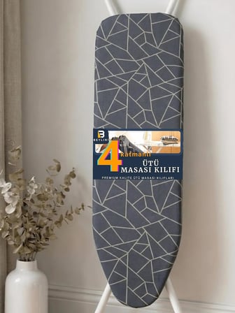 Utu Masasi Kilifi Utu Bezi Ve Ortusu Kalin Kece Dolgulu İ̇Pli Yanmaya Dayanikli Makinede Yikanabilir Kolay Uyum Agir Yansitici Gorev Ayarlanabilir 3 Katman 50 X 150 Cm (Geometrik Gri)