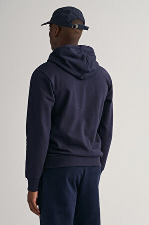 Erkek Fermuarlı Logolu Sweatshirt - Lacivert | L