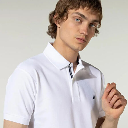 Erkek Nautica Classic Fit Kısa Kollu Polo - Beyaz | XS