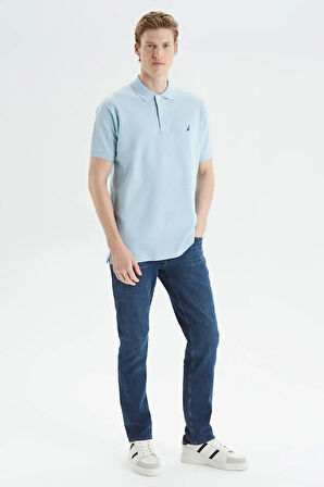 Erkek Düğmeli Polo Yaka T-Shirt - Mavi | XS