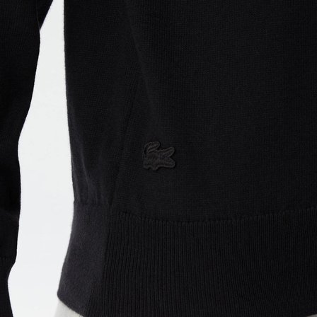 LACOSTE Kadın Regular Fit Dik Yaka Baskılı Siyah Kazak