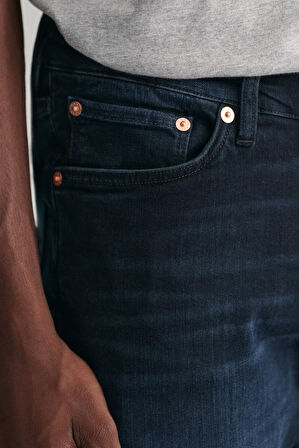 Erkek Extra Slim Fit Orta Bel Jean Pantolon - Koyu Lacivert | 36/32