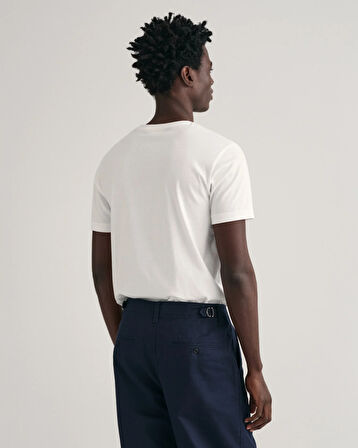 Erkek Regular Fit Bisiklet Yaka Logolu T-shirt-Beyaz | L