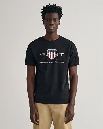 Erkek Regular Fit Bisiklet Yaka Logolu T-shirt-Siyah | M