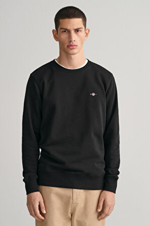 Erkek Bisiklet Yaka Sweatshirt - Siyah | M