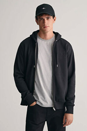 Erkek Regular Fit Fermuarlı Logolu Sweatshirt - Siyah  | M