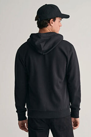 Erkek Regular Fit Fermuarlı Logolu Sweatshirt - Siyah  | M