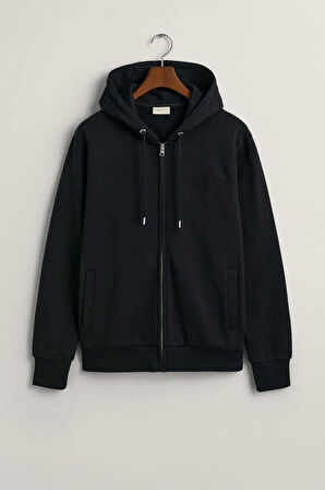 Erkek Regular Fit Fermuarlı Logolu Sweatshirt - Siyah  | M