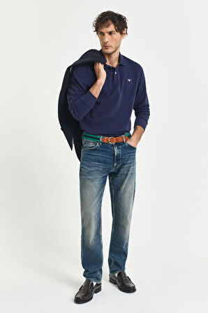 Erkek Regular Fit Uzun Kollu Polo T-Shirt - Lacivert  | XXL