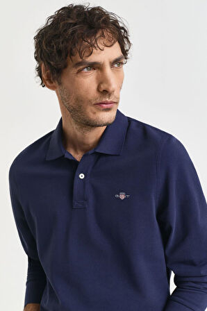 Erkek Regular Fit Uzun Kollu Polo T-Shirt - Lacivert  | XXL