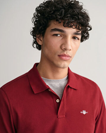 Erkek Regular Fit Logolu Polo Kazak-Bordo | XXXL