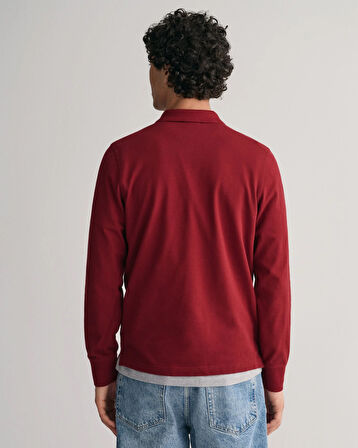 Erkek Regular Fit Logolu Polo Kazak-Bordo | XXXL