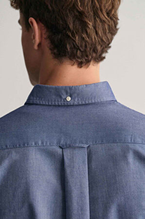 Erkek Regular Fit Düğmeli Yaka Oxford Gömlek - Mavi  | L