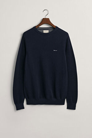 Erkek Regular Fit Bisiklet Yaka Logolu Kazak - Lacivert | S