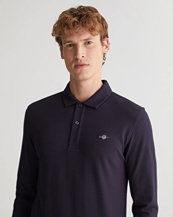 Erkek Regular Fit Logolu Polo Kazak-Lacivert | S