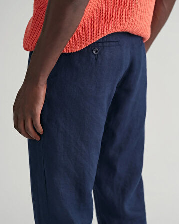 Erkek GANT Relaxed Fit Keten Pantolon - Lacivert  | L