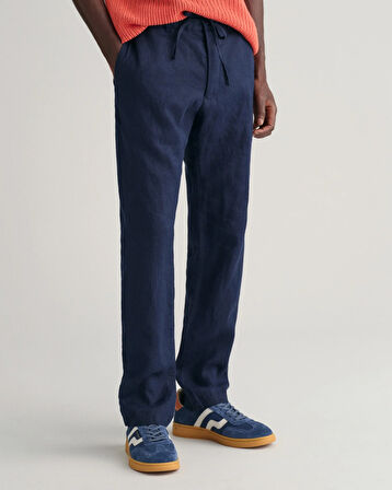 Erkek GANT Relaxed Fit Keten Pantolon - Lacivert  | L