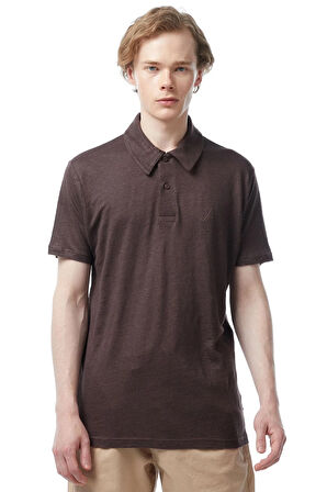 Erkek Classic Fit Kısa Kollu Polo - Kahverengi  | S