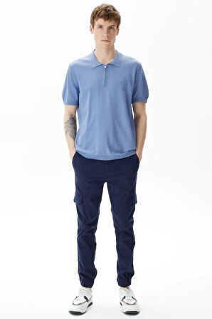 Erkek Classic Fit Kısa Kollu Triko - Mavi | XS