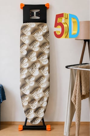 5D Özel Kumaş Keçeli Ütü Masası Kılıfı Masaya göre ayarlanabilir İpli Stoperli 55x140cm ÖRGÜ KALP