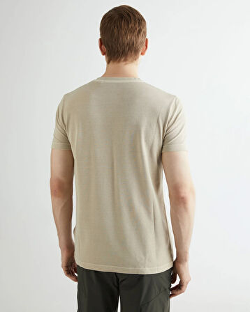 Erkek GANT Slim Fit Bisiklet Yaka T-shirt - Bej  | XL