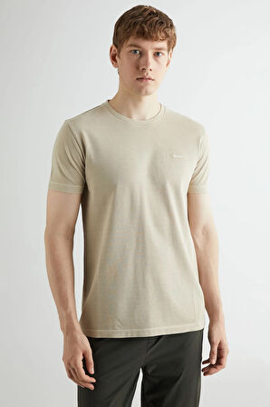 Erkek GANT Slim Fit Bisiklet Yaka T-shirt - Bej  | XXL