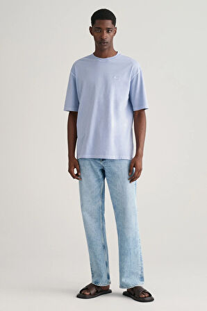 Erkek Gant Relaxed Fit Bisiklet Yaka Logolu T-shirt - Mavi  | M