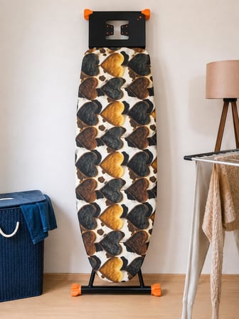 5D Özel Kumaş Keçeli Ütü Masası Kılıfı Masaya göre ayarlanabilir İpli Stoperli 55x140cm TÜYLÜ KALP