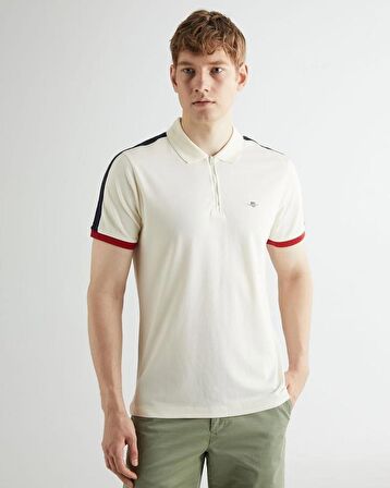 COLOR-BLOCK HALF ZIP PIQUE POLO