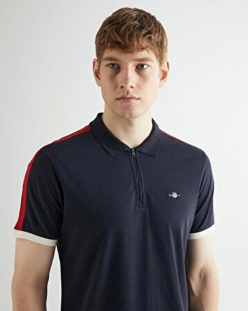 COLOR-BLOCK HALF ZIP PIQUE POLO