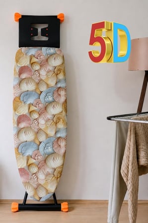 5D Özel Kumaş Keçeli Ütü Masası Kılıfı Masaya göre ayarlanabilir İpli Stoperli 55x140cm DENİZ KABUĞU